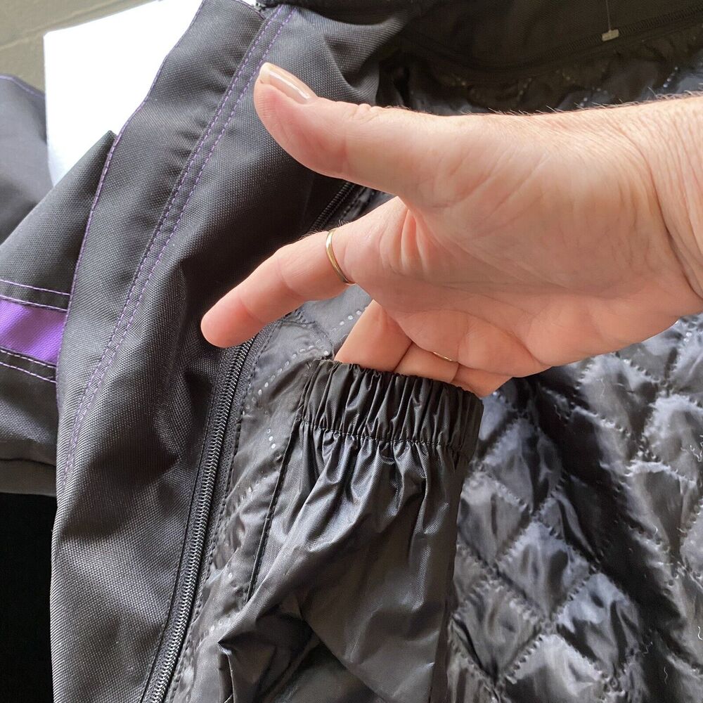 Zony Jacket Womens Medium Black/Purple Moto Coat Fitted Removable Lining - Picture 9 of 14